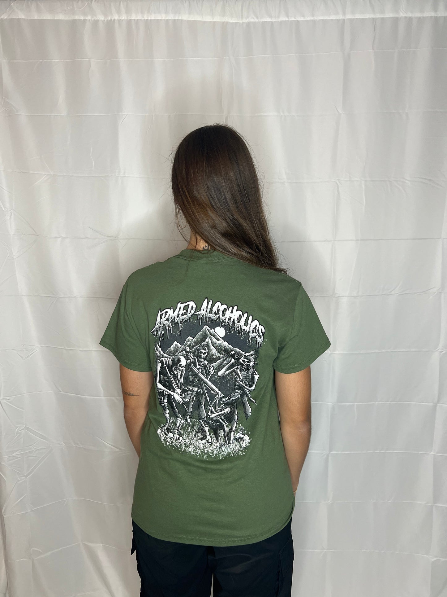 AA-ARMED ALCOHOLICS Green T-shirt