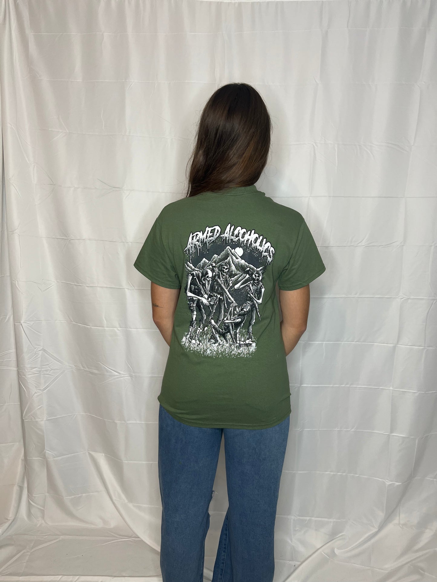 AA-ARMED ALCOHOLICS Green T-shirt