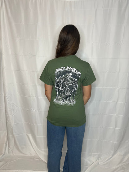 AA-ARMED ALCOHOLICS Green T-shirt
